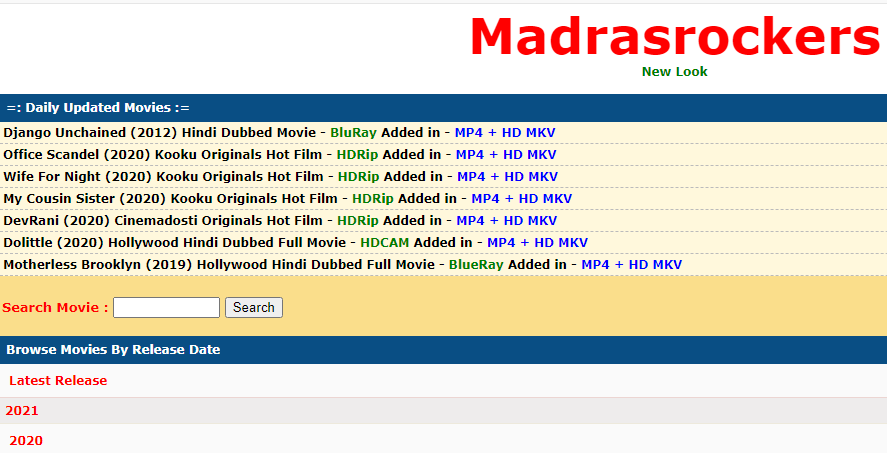 Download New Movies Tamil, Telugu, Bollywood HD Madradrockers.com
